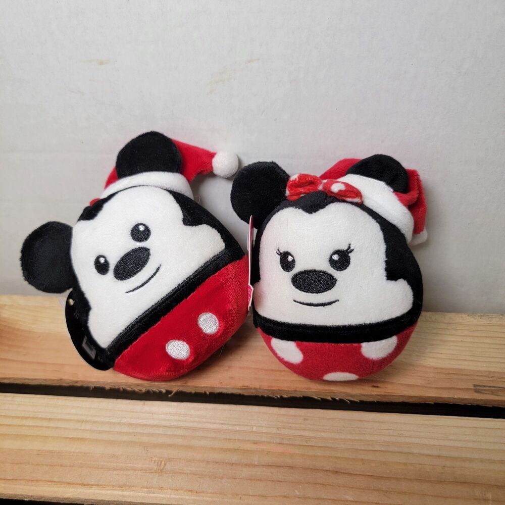 Set of 2 Disney Hallmark Fluffballs: Christmas Mickey & Minnie Mouse - NWT